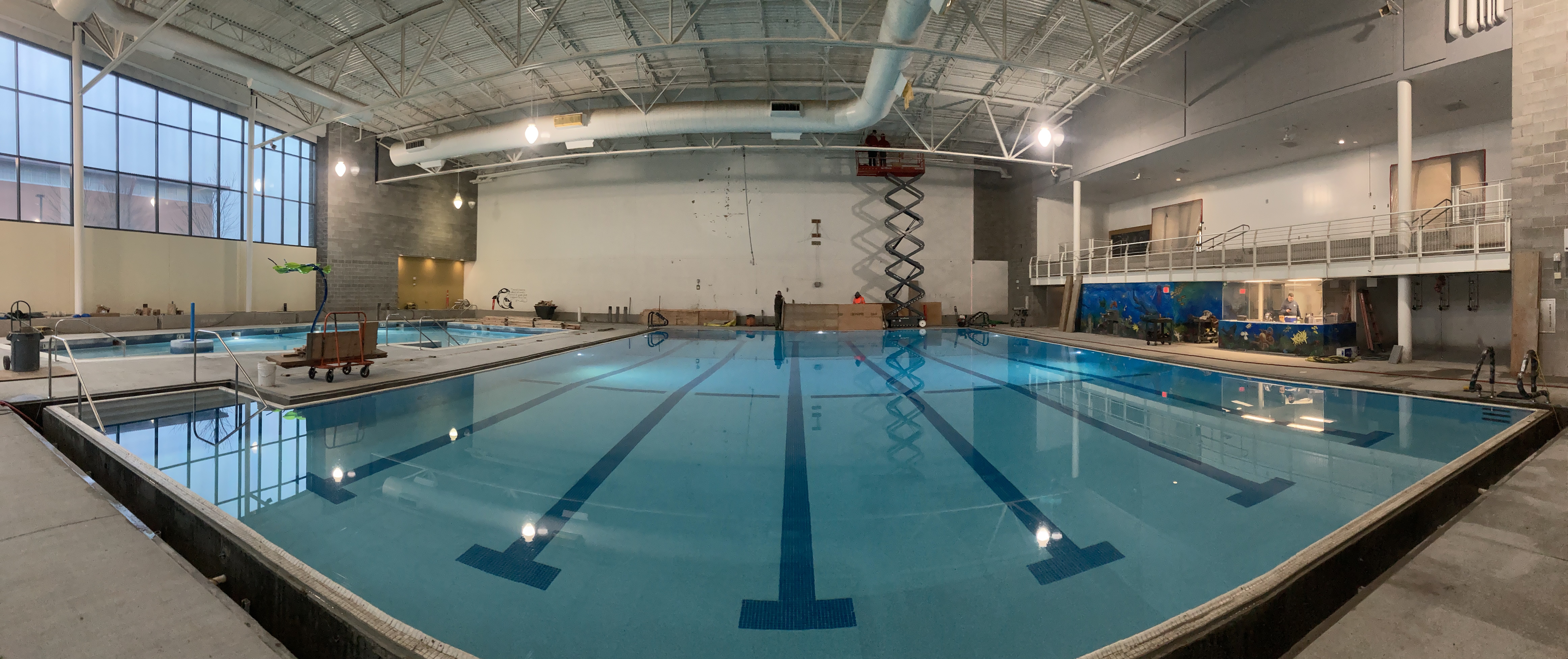 Conestoga's Main Pool. Both pools are now open, check the on-line schedule for open swim/lap swim times.