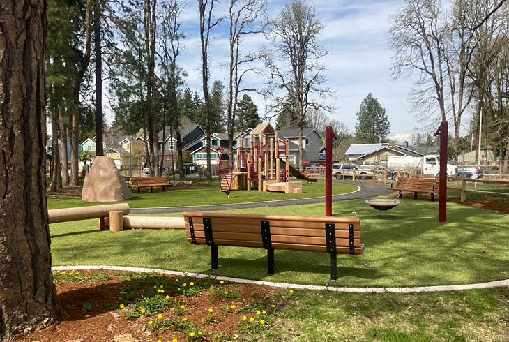 Play area with benches