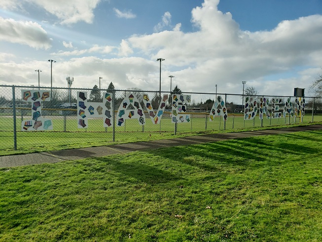 I Have a Dream art installation from Amara Marluke as part of the Talking Walls mural series at Sunset Sports Park