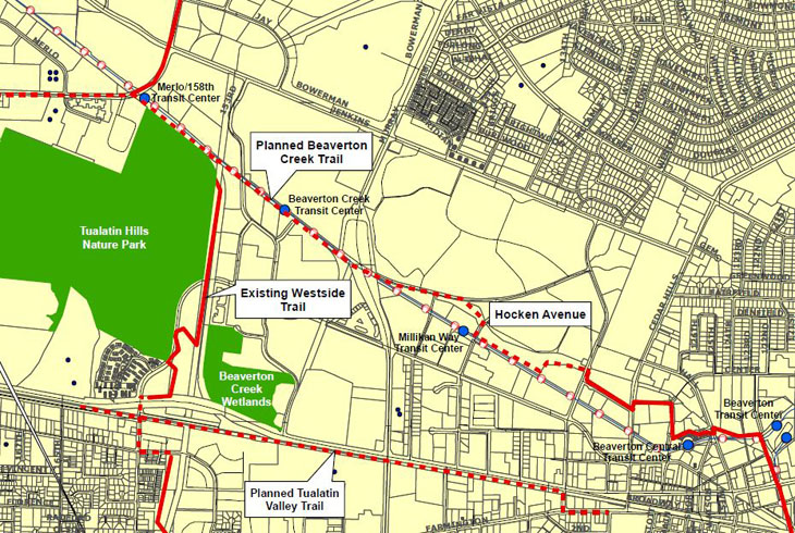 When completed in 2021, the new Beaverton Creek Trail will span 1.5 miles, connecting Hocken Ave. to the Westside Trail.