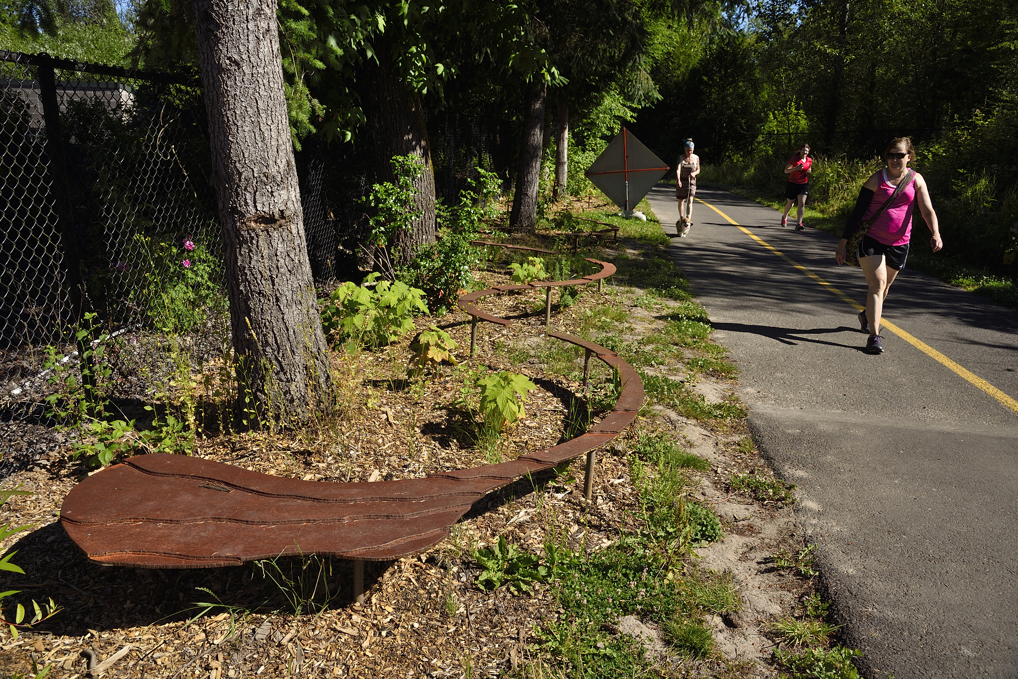 “Undercurrent” was installed along the Fanno Creek Trail this summer. The public art was funded by the Percent for Art initiative.