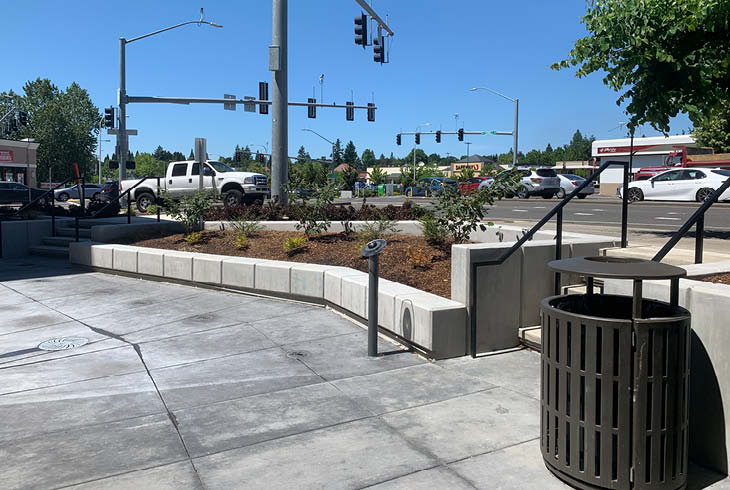 Reflections Plaza entrance and seating