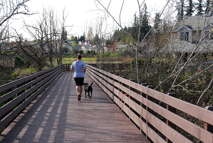 The Waterhouse Trail extends north/south along the powerline corridor, from Tualatin Hills Nature Park to North Bethany.