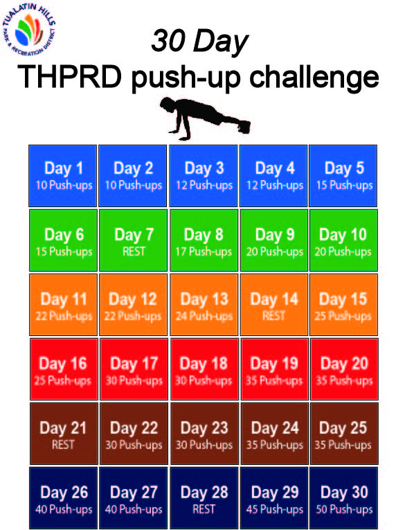 30 day pushup challenge printable calendar
